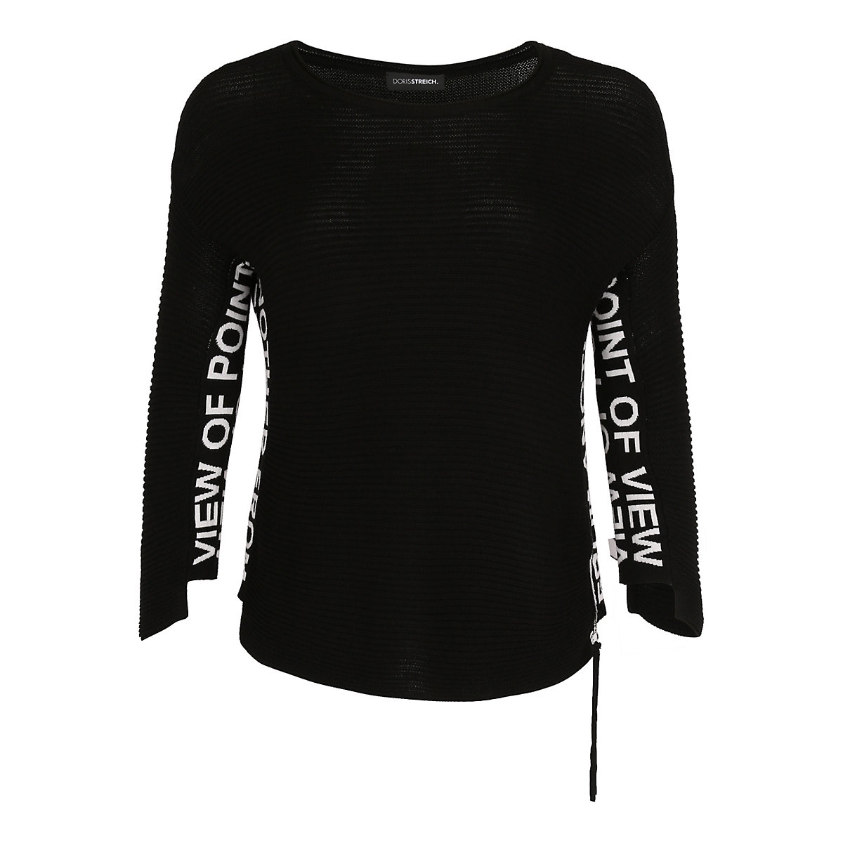 Doris Streich Langarmshirt mit Schriftzug Pullover schwarz