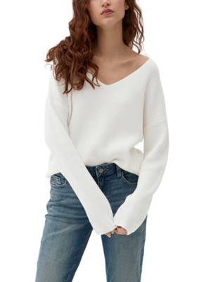 QS by s.Oliver Strickpullover aus Viskosemix Pullover creme