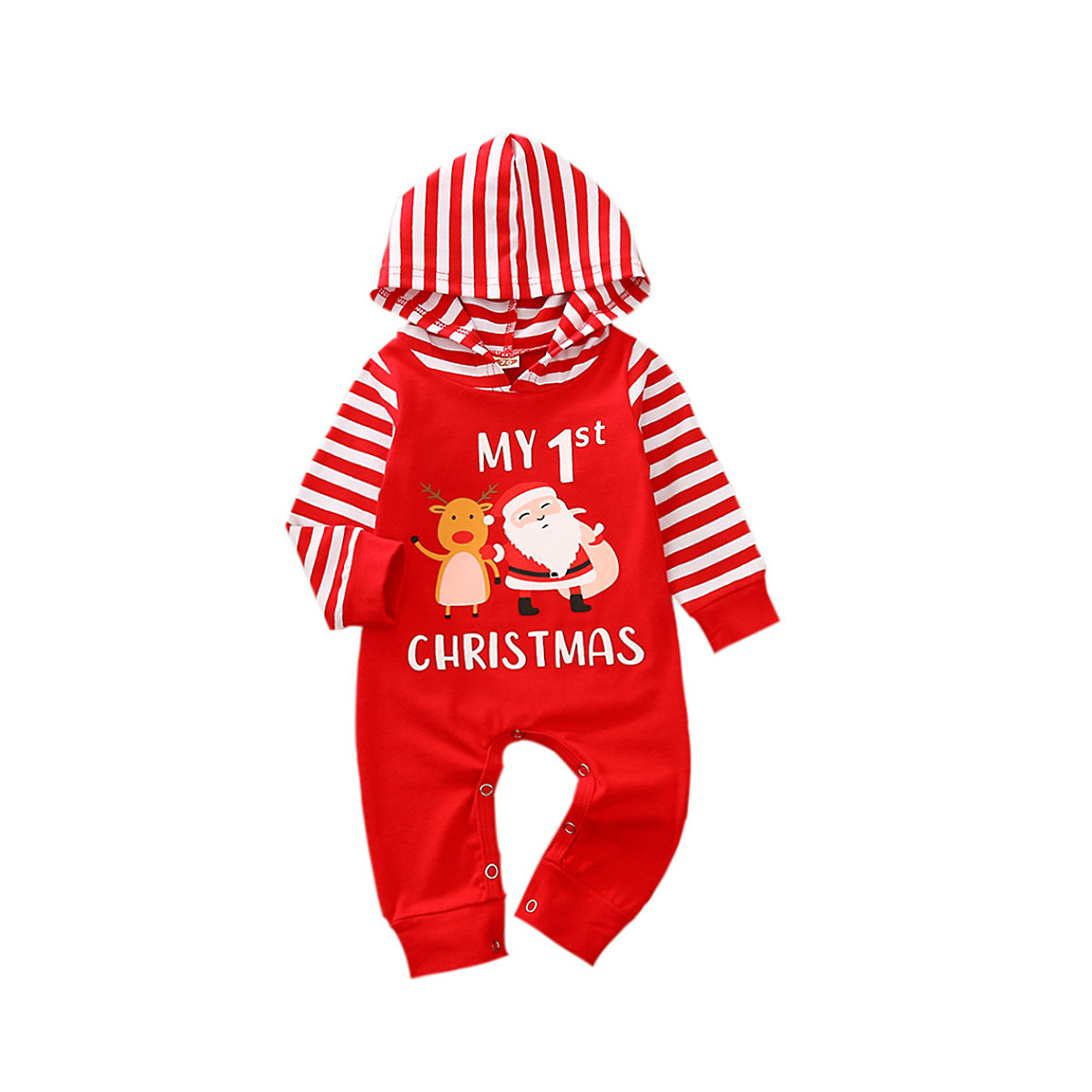 Vicabo Weihnachten Strampler mit Kapuze für Baby Strampler für Kinder rot