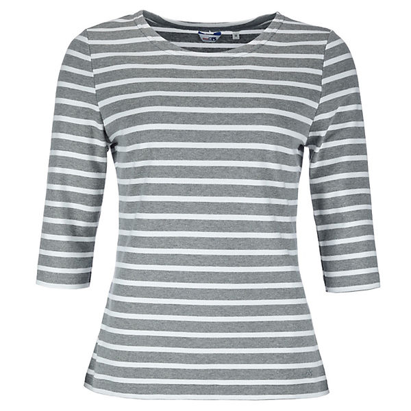 Bretonisches Shirt mit 3/4-Arm und Streifen - Ringelshirt mit Rundhalsausschnitt (91) grau-melange / weiß