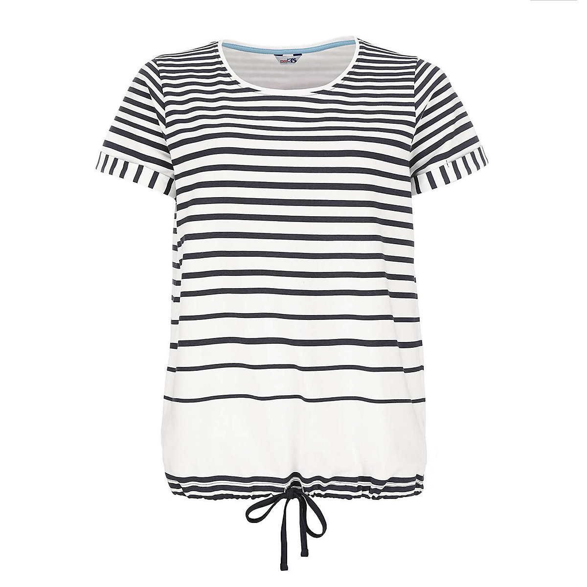 modAS T-Shirt gestreift mit Kordelzug Shirt mit Streifen und Rundhalsausschnitt (04) weiß / blau blau/weiß