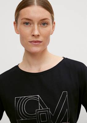 comma T-Shirt mit Frontprint T-Shirts schwarz
