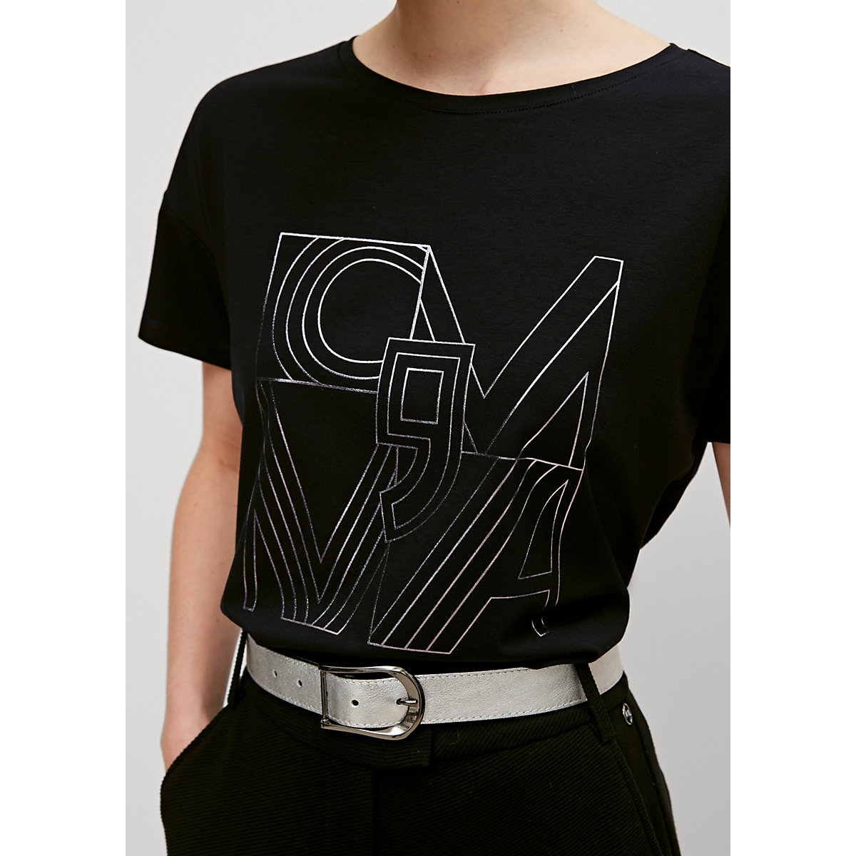 comma T-Shirt mit Frontprint T-Shirts schwarz