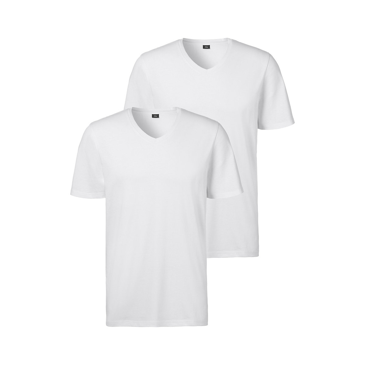 s.Oliver Herren T-Shirt 2er Pack Basic V-Ausschnitt einfarbig T-Shirts weiß