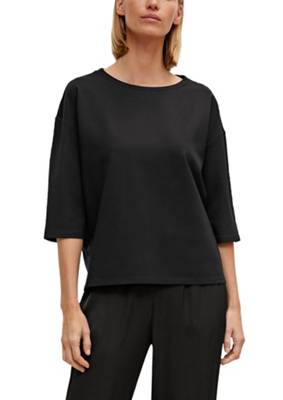 comma Blusenshirt im Materialmix Sweatshirts schwarz