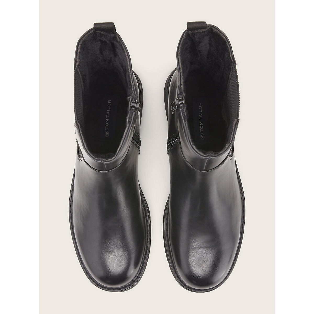 TOM TAILOR Shoes Licence Gefütterte Stiefeletten mit Block-Absatz  Winterstiefel schwarz