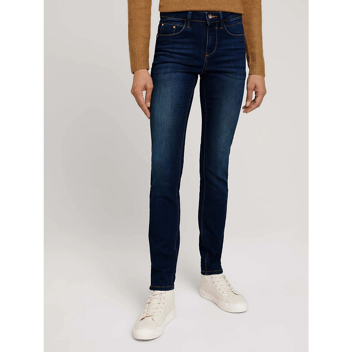 TOM TAILOR Skinny Fit Jeans Mid Waist Denim Hose aus Bio Baumwolle ALEXA dunkelblau