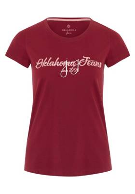 OKLAHOMA Jeans T-Shirt mit Frontprint T-Shirts rot