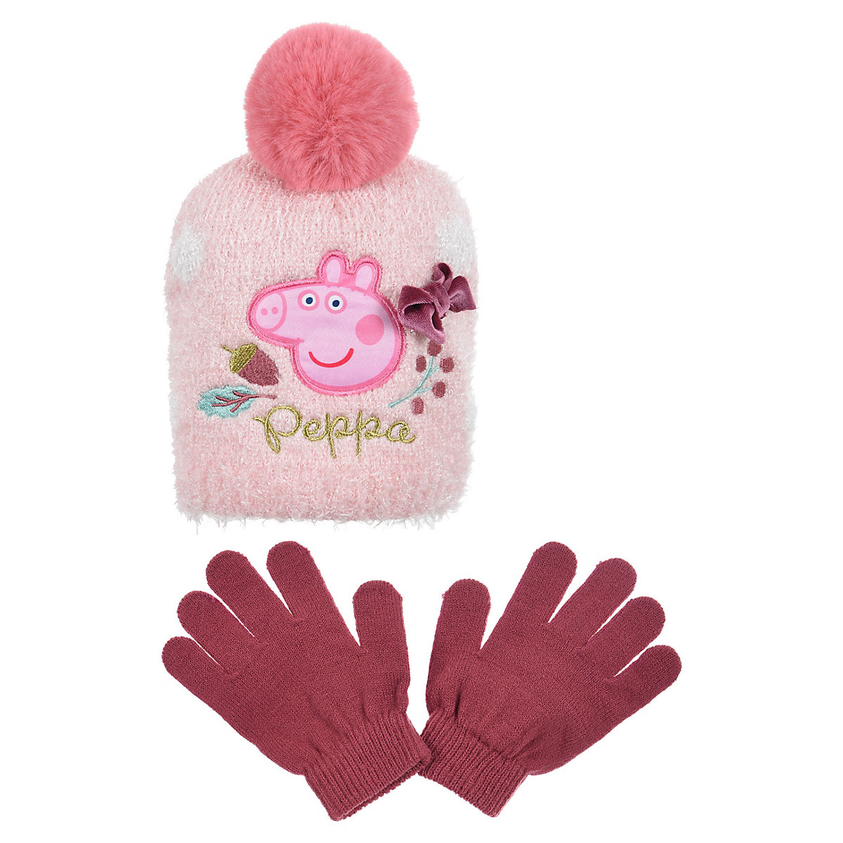 Peppa Pig Peppa Wutz Pig Kinder Mädchen Winter-Set Winter-Mütze Handschuhe rosa