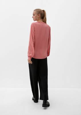 QS by s.Oliver Tunikabluse aus Viskose Langarmblusen pink