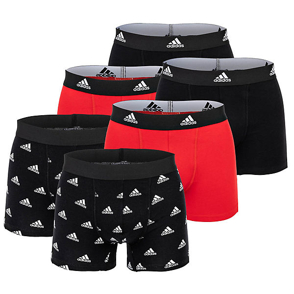 Herren Boxershorts, 6er Pack - Trunks, Active Flex Cotton, Logo, einfarbig Boxershorts
