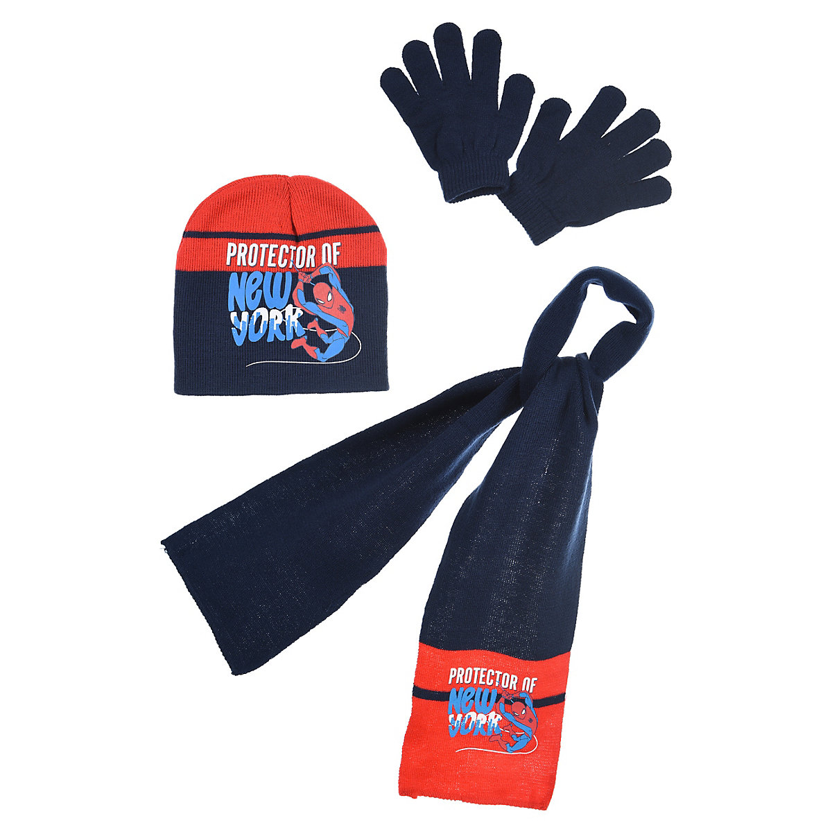 Spider-Man Spider-Man Winter-Set Mütze Schal Handschuhe blau