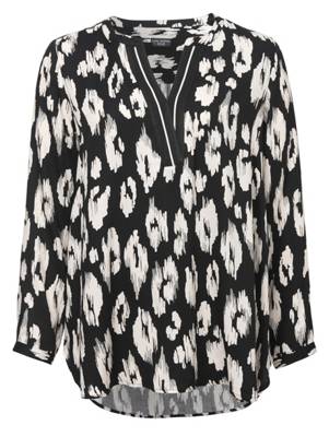 Via Appia Bluse Modische Schlupfbluse mit abstraktem Animalprint schwarz