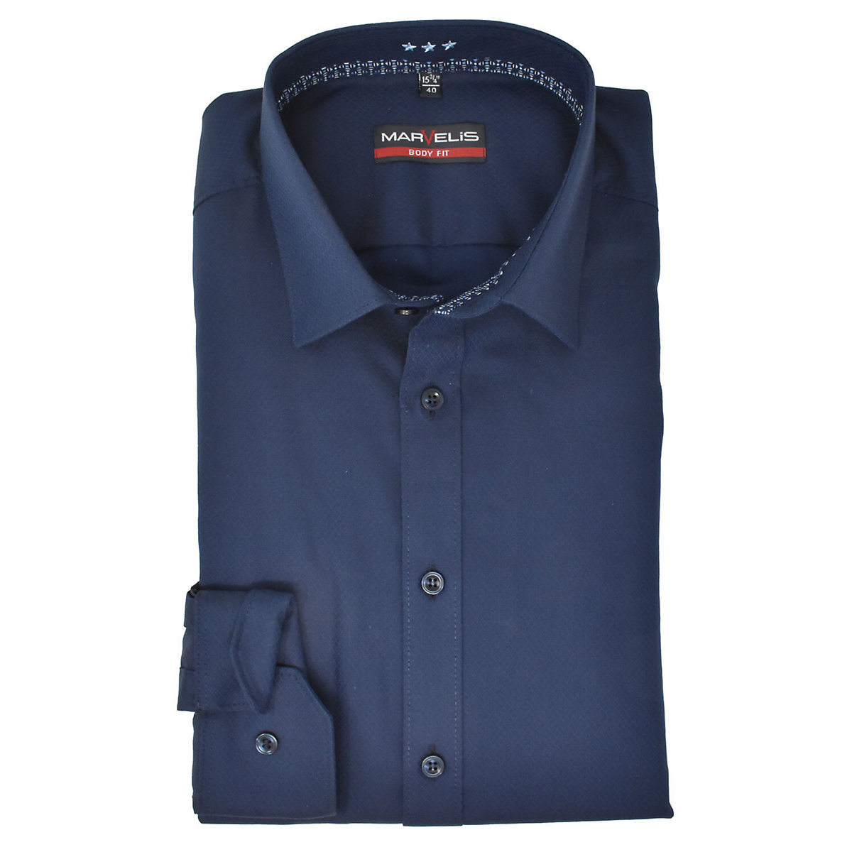 MARVELiS Body Fit Businesshemd Langarmhemden blau GV7858