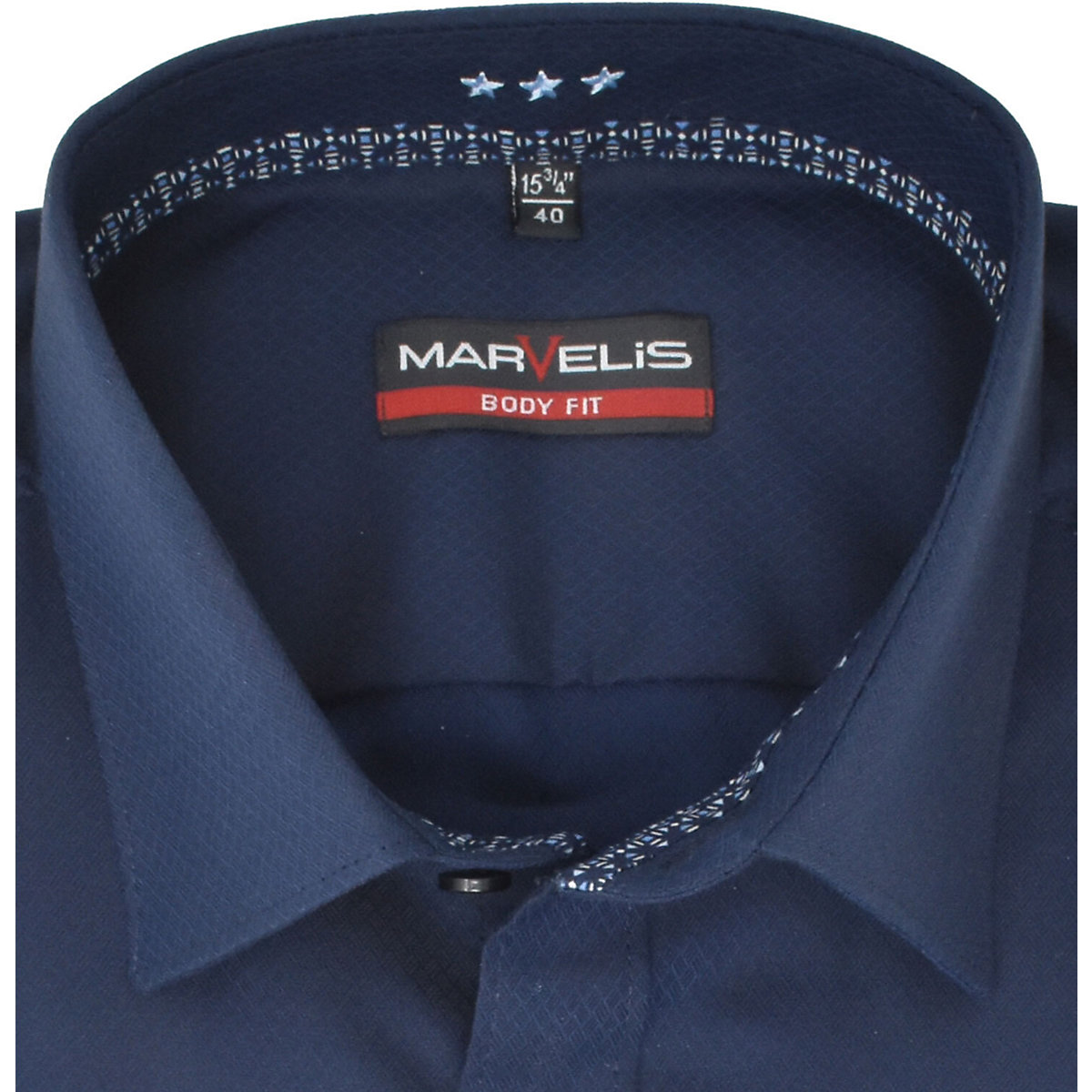 MARVELiS Body Fit Businesshemd Langarmhemden blau GV7858