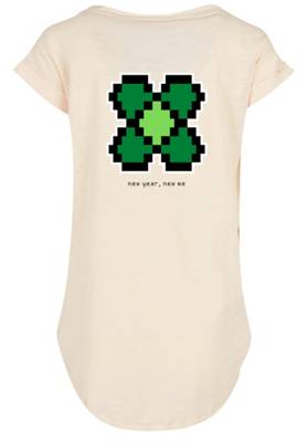 F4NT4STIC Silvester Happy New Year Pixel Kleeblatt T-Shirts sand