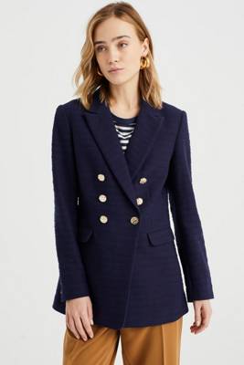 WE Fashion Dames regular fit bouclé blazer Blazer blau