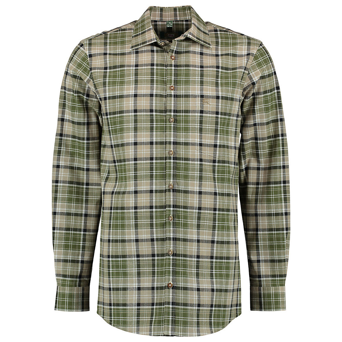 OS Trachten Herren Langarm Trachtenhemd mit aufgesetzter Brusttasche Ogari grün