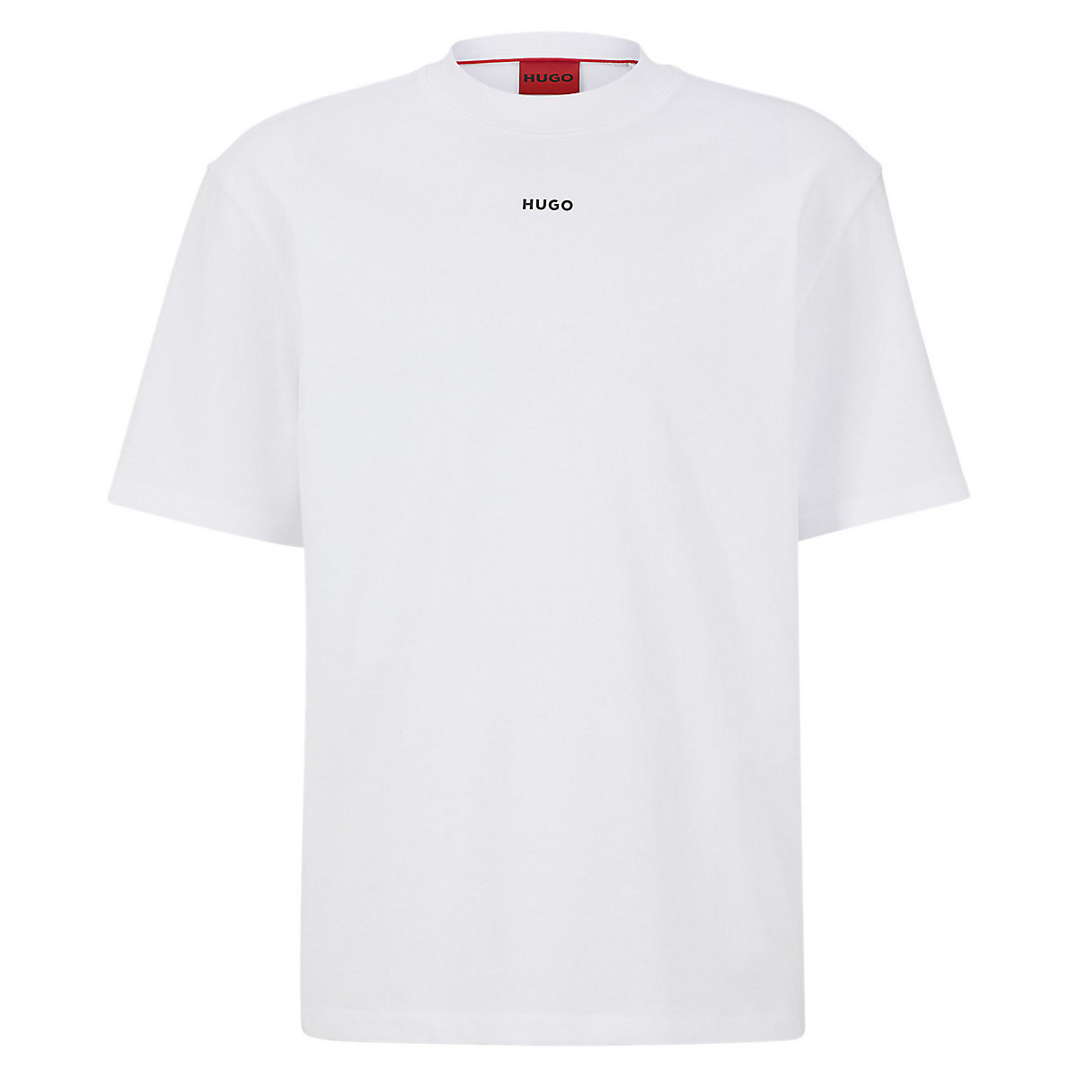 HUGO Herren T-Shirt DAPOLINO Rundhals Kurzarm Logo Baumwolle T-Shirts weiß