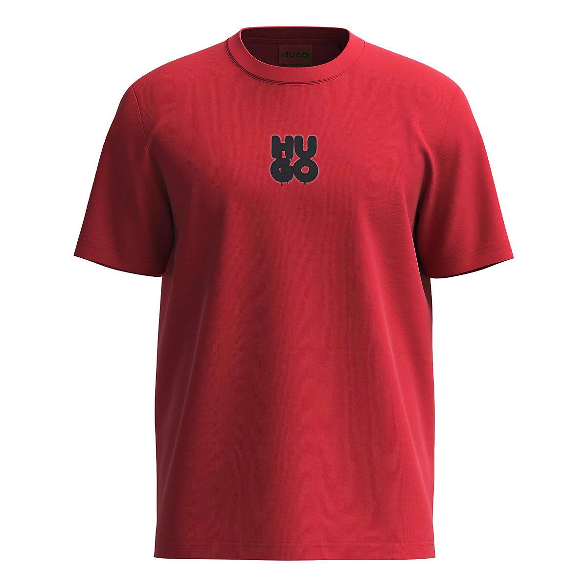 HUGO Herren T-Shirt DECALI Rundhals Kurzarm Logo Print Baumwolle T-Shirts rot