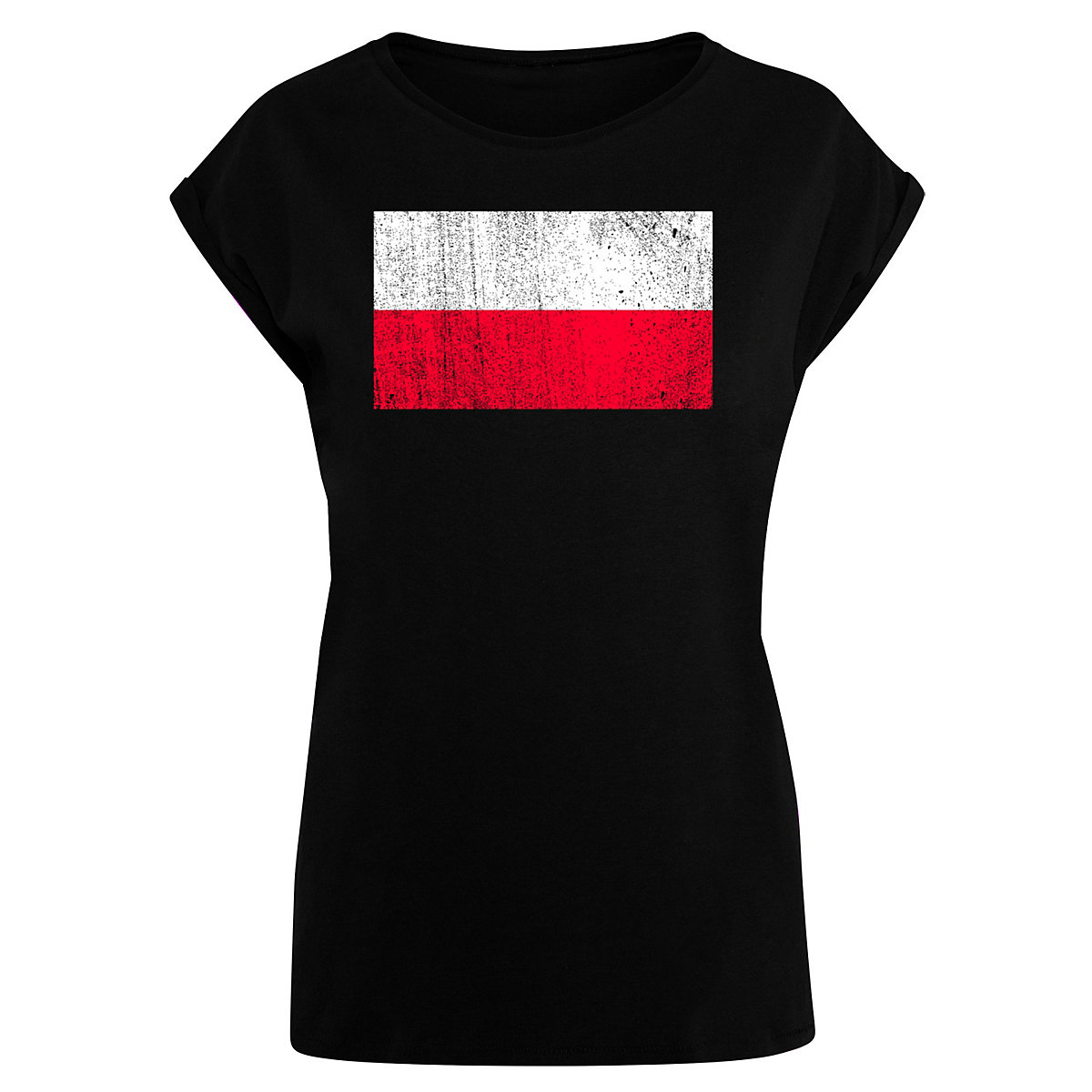F4NT4STIC Poland Polen Flagge distressed T-Shirts schwarz