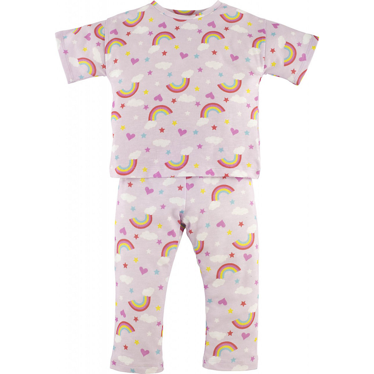 mamino Baby Mädchen Schlafanzug -Rainbow Schlafanzüge pink
