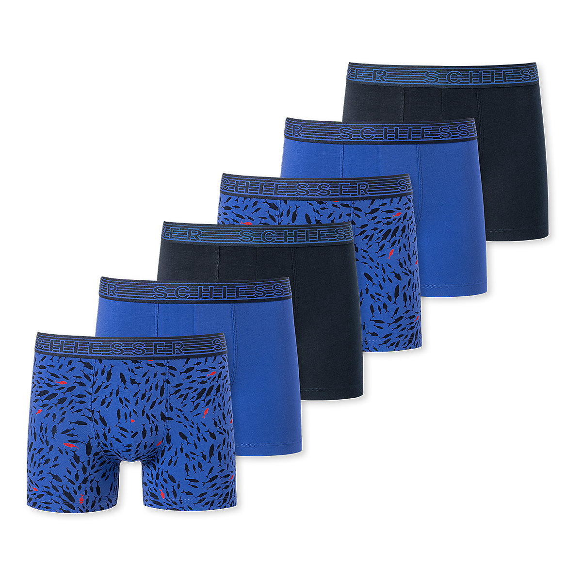 SCHIESSER Retro Short / Pant 6er Pack Teens Boys 95/5 Organic Cotton Panties für Jungen blau