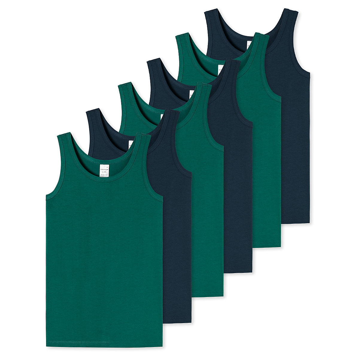 SCHIESSER Unterhemd / Tanktop 6er Pack Teens Boys 95/5 Organic Cotton Unterhemden für Jungen grün