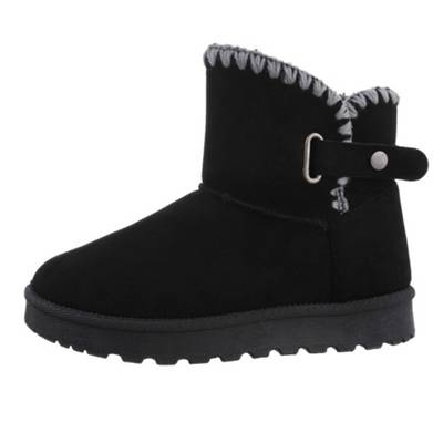 Ital-Design Snowboots Druckknopf Flach schwarz