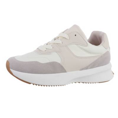 Ital-Design Sneakers Low Lochschnürung Keilabsatz/Wedge beige