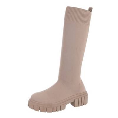 Ital-Design Plateaustiefel Blockabsatz hellbraun