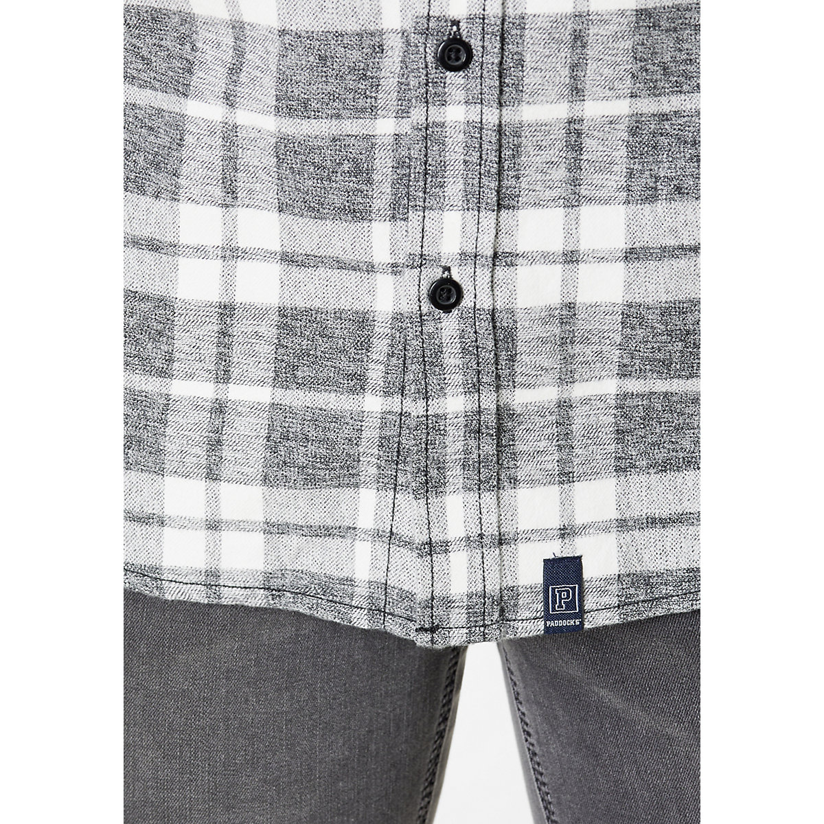 PADDOCK'S® Flanellhemd aus reiner Baumwolle Flannel check shirt with 2 bust pockets anthrazit EB10900