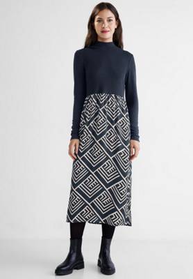 Street One Midikleid im Materialmix dunkelblau