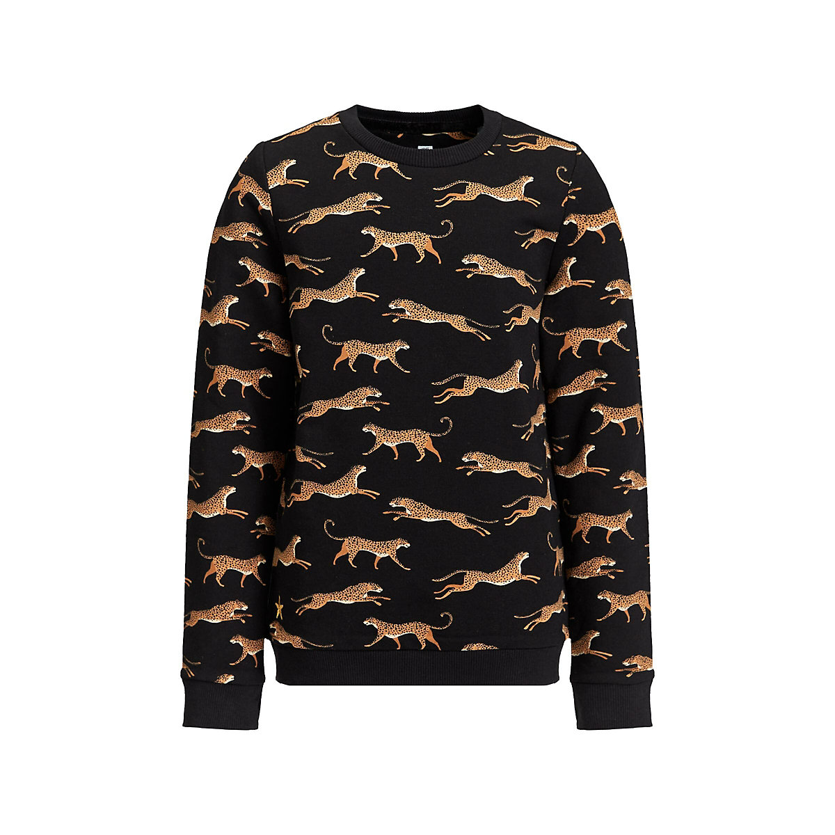 WE Fashion Mädchen-Sweatshirt mit Leopardenmuster Pullover für Mädchen schwarz