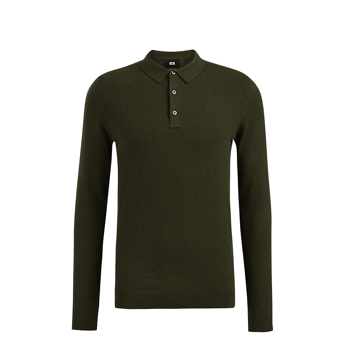 WE Fashion Herren-Feinstrick-Polopullover Poloshirts grün