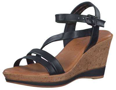 Tamaris Damen Sandalen 1-28019-20 Schwarz 001 Black Leder mit TOUCH-IT Klassische Sandalen schwarz