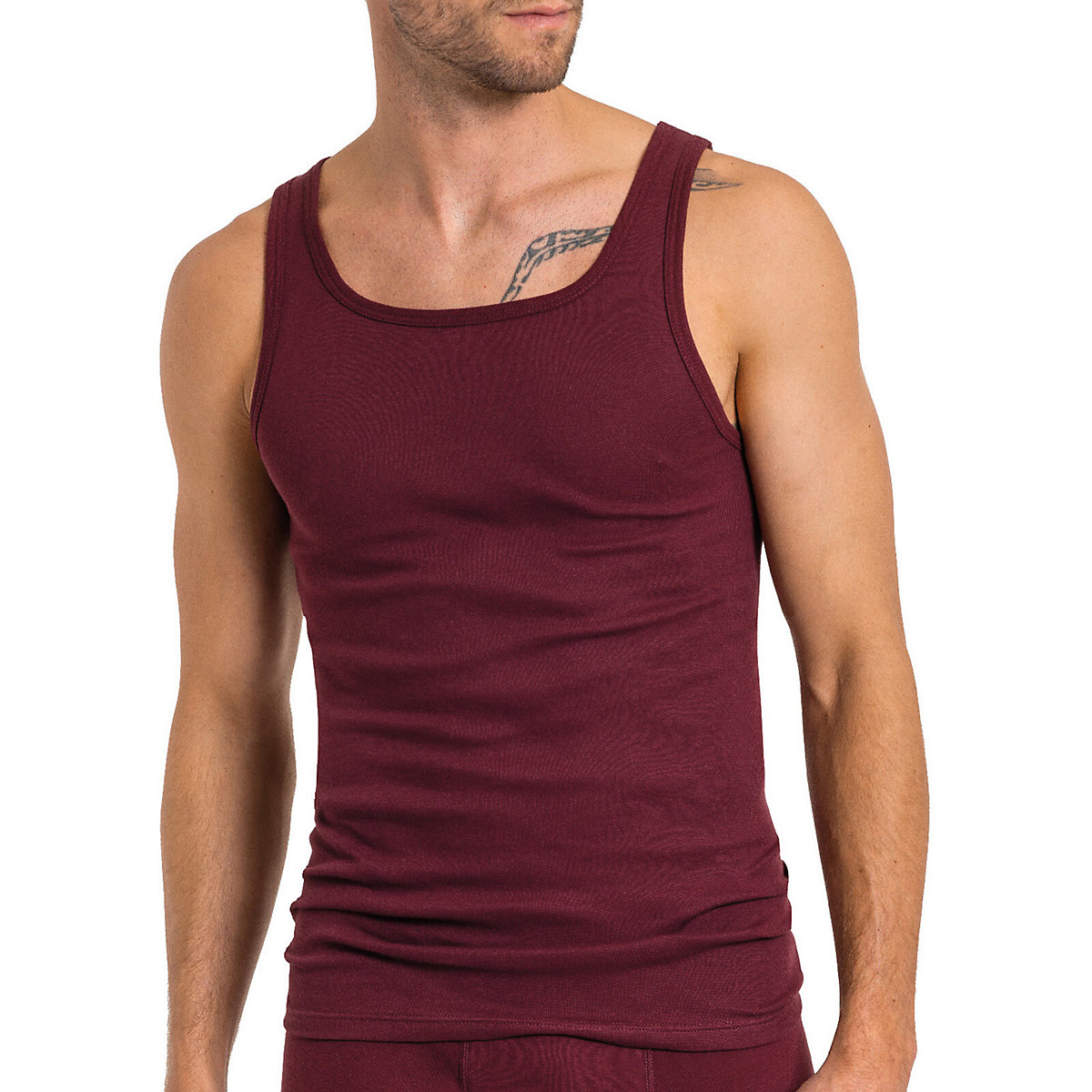 Kumpf Body Fashion 4er Sparpack Herren Unterhemd Bio Cotton Unterhemden schwarz/rot