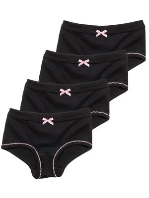 Sweety for Kids 4er Sparpack Mädchen Hipster Doppelripp Slips für Mädchen schwarz