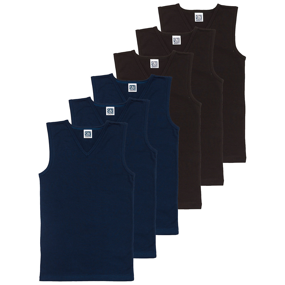 Sweety for Kids 6er Sparpack Knaben City Shirt Single Jersey Unterhemden für Jungen blau/schwarz Sweety for Kids 6er Sparpack Knaben City Shirt Single Jersey Unterhemden für Jungen blau/schwarz