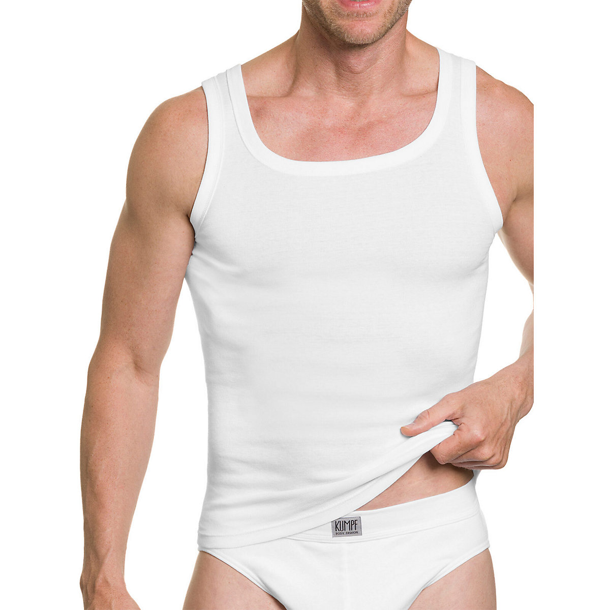 Kumpf Body Fashion 4er Sparpack Herren Unterhemd Feinripp Unterhemden weiß