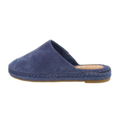 Ital-Design Pantoletten Flach Offene Ferse blau