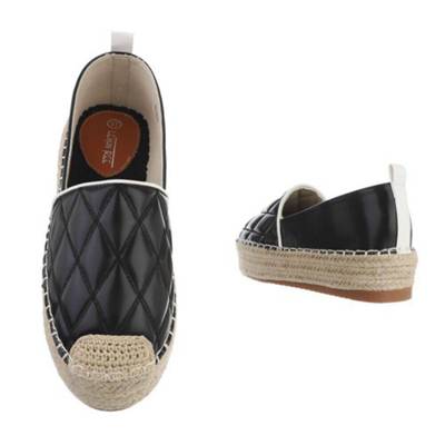 Ital-Design Espadrilles Flach Geflochten schwarz FL7601