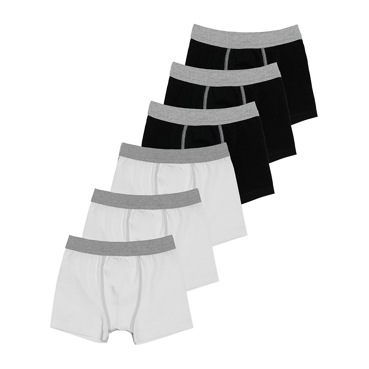 Sweety for Kids 6er Sparpack Knaben Shorts Single Jersey Retroshorts für Jungen schwarz/weiß