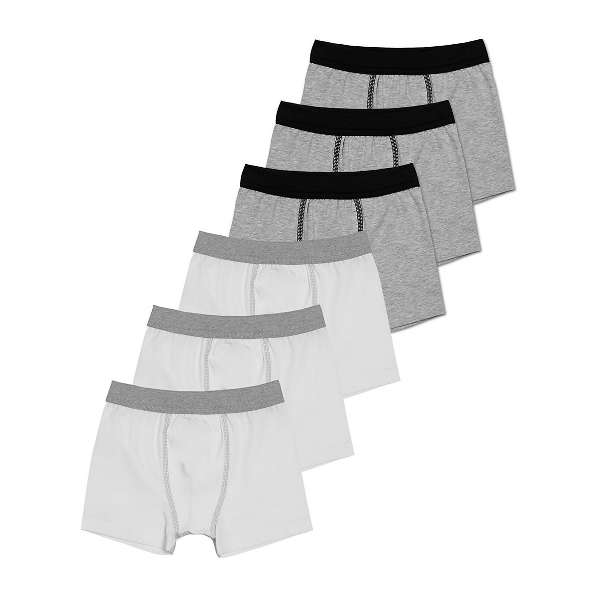 Sweety for Kids 6er Sparpack Knaben Shorts Single Jersey Retroshorts für Jungen grau/weiß
