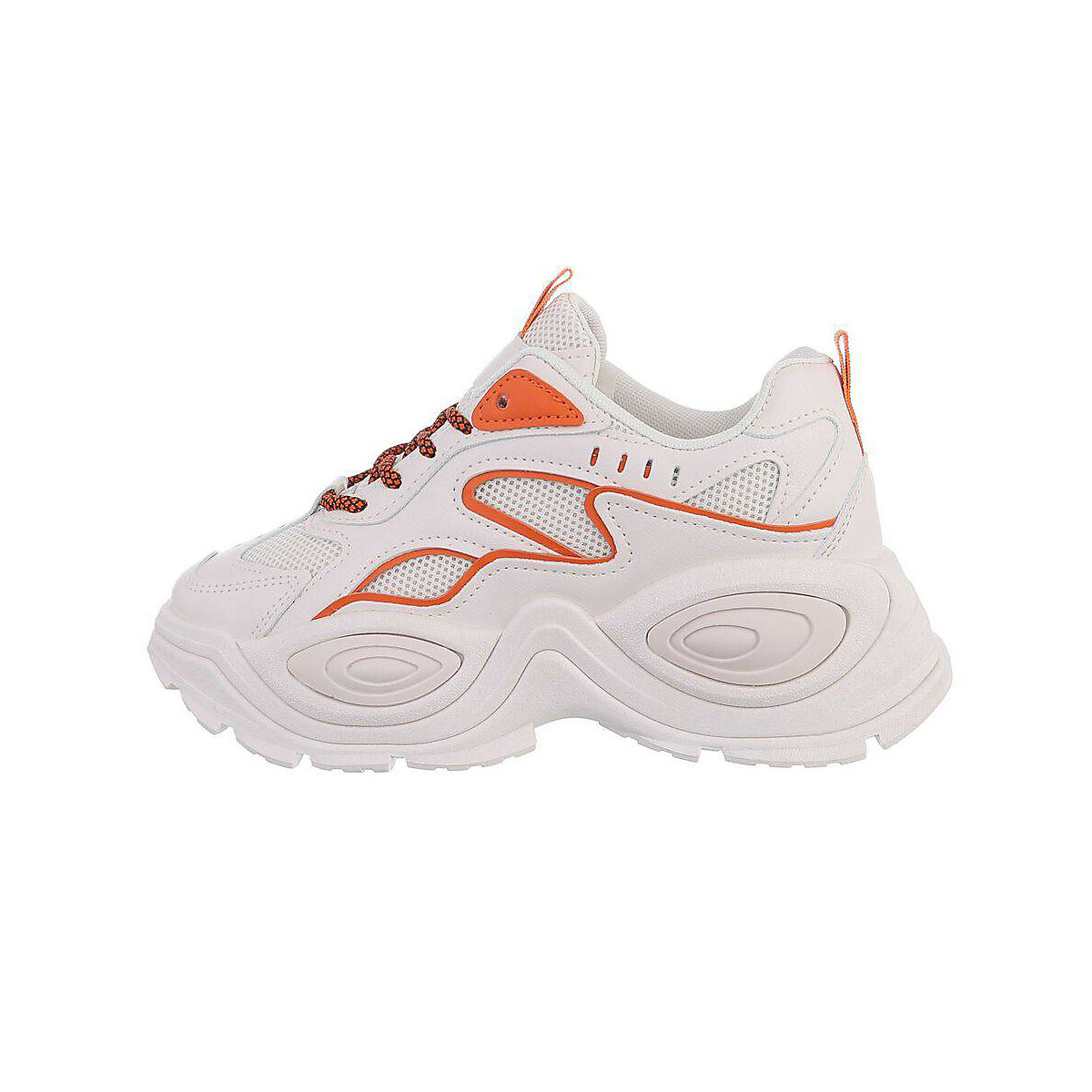 Ital-Design Sneakers Low Lochschnürung Keilabsatz/Wedge beige/orange