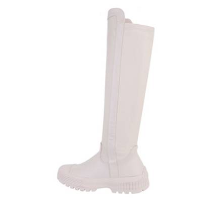 Ital-Design Plateaustiefel Reißverschluss Blockabsatz beige
