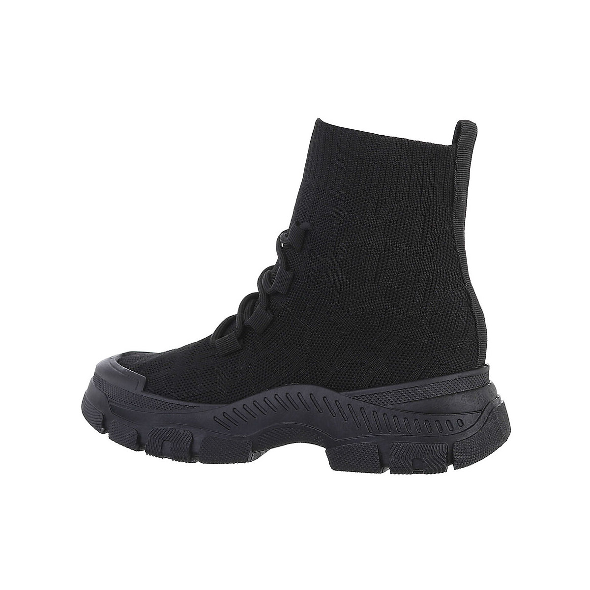 Ital-Design Sneakers High Lochschnürung Flach schwarz