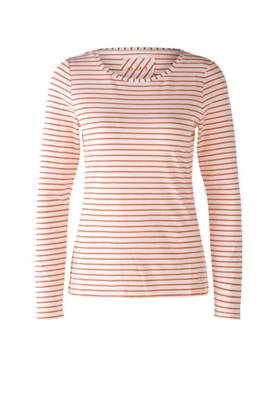 oui Langarm-T-Shirt orange/weiß