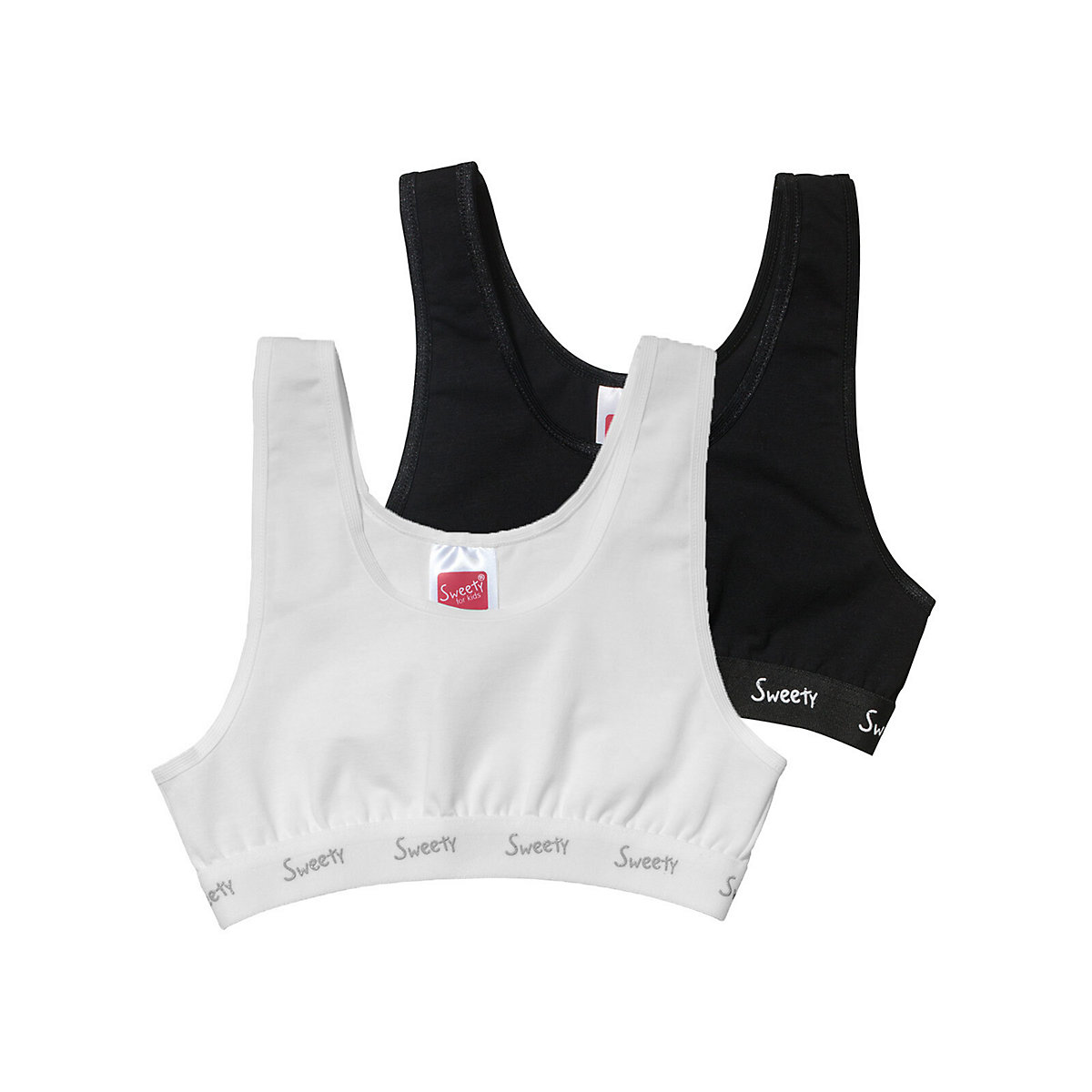 Sweety for Kids 2er Sparpack Mädchen Bustier Single Jersey Bustiers für Mädchen schwarz/weiß Sweety for Kids 2er Sparpack Mädchen Bustier Single Jersey Bustiers für Mädchen schwarz/weiß