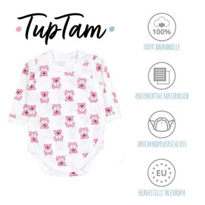 TupTam Baby Langarm Wickelbody 5er Pack für Kinder rosa PR8481